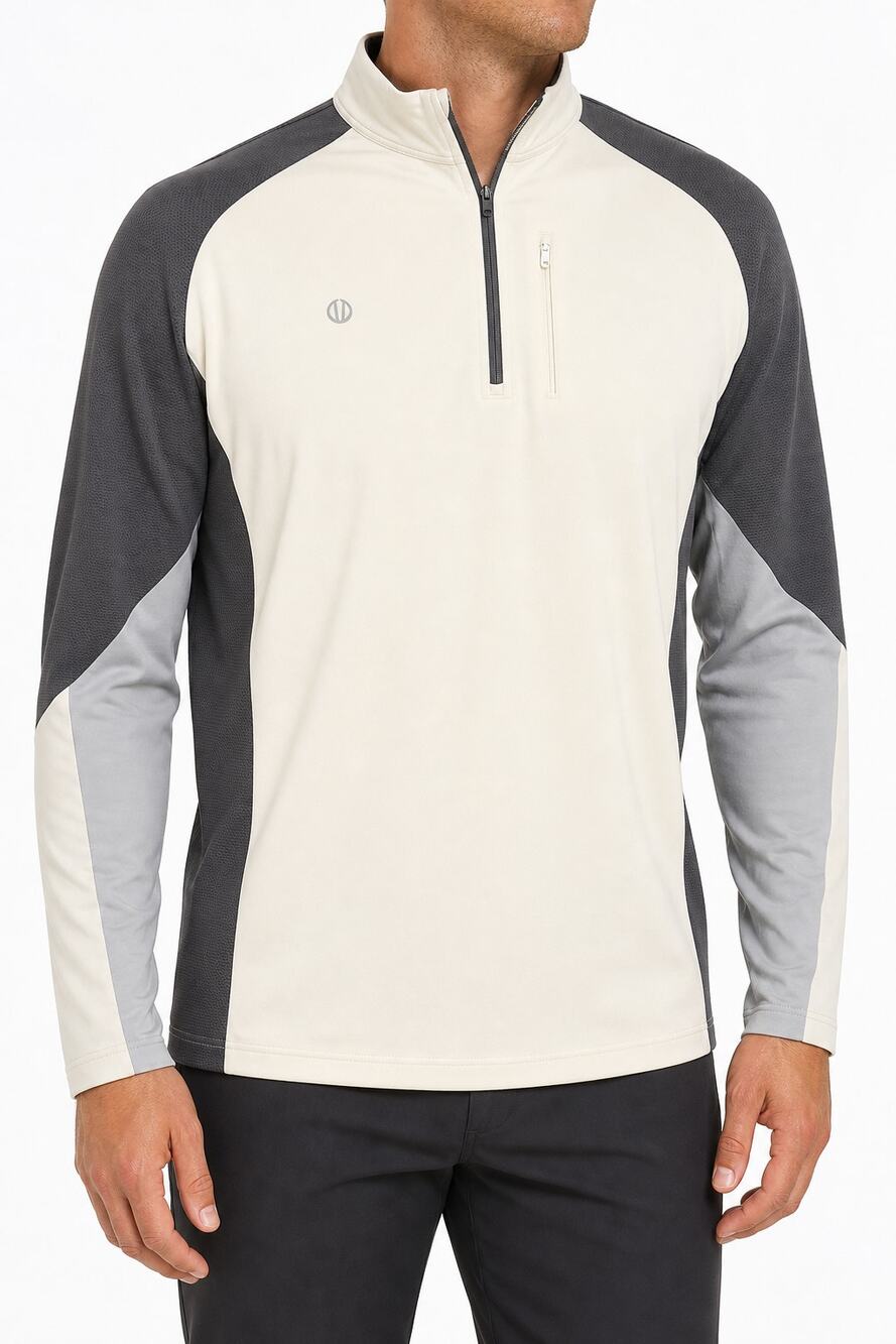 Sunice Mens Superlite FX Quarter Zip Golf Long Sleeve Pullover White Gray XL